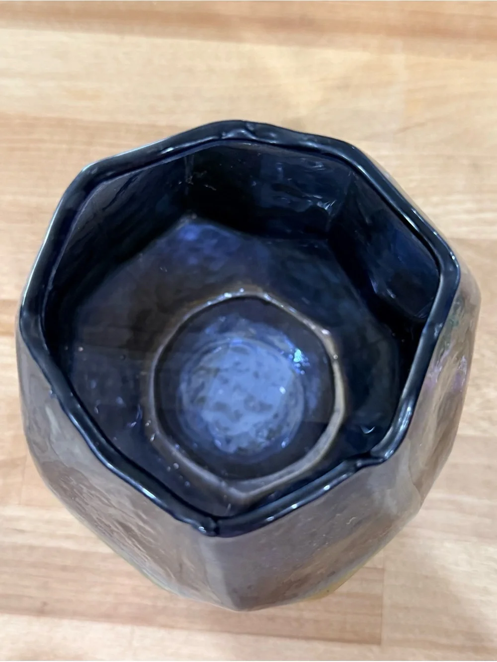 Iridescent Faceted Rainbow Glass Vase